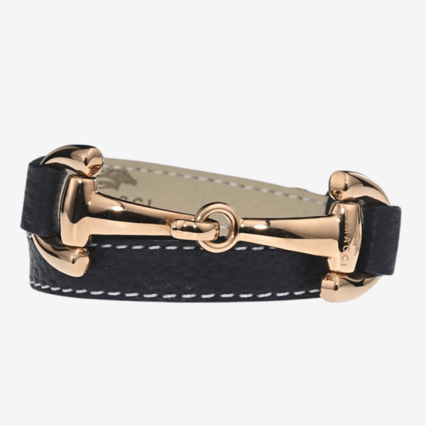 Dimacci Snaffle Bracelet | Leather & Rose Gold Plate | Gallop Guru