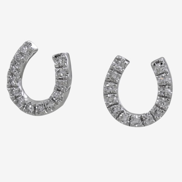 Diamond horseshoe earrings white gold deals