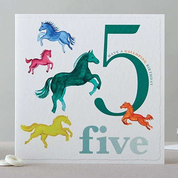 Five Horses Birthday Card - Gallop Guru
