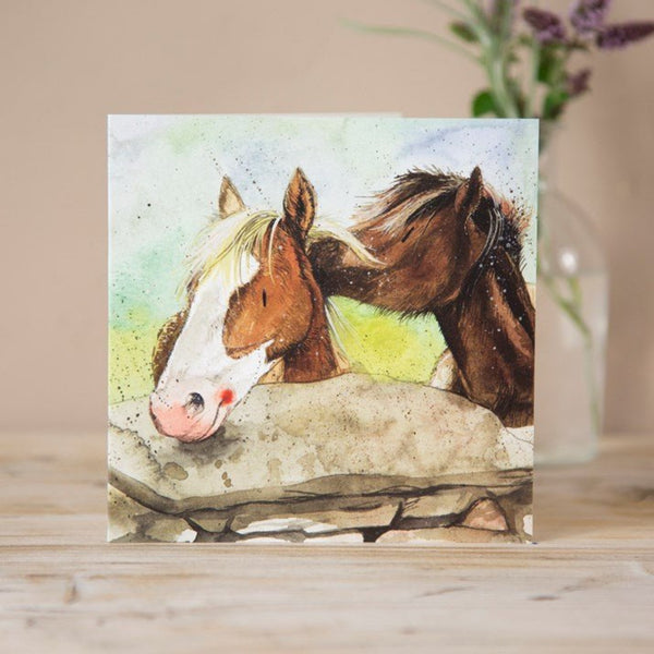 Horse Best Friends Greeting Card by Alex Clark - Gallop Guru