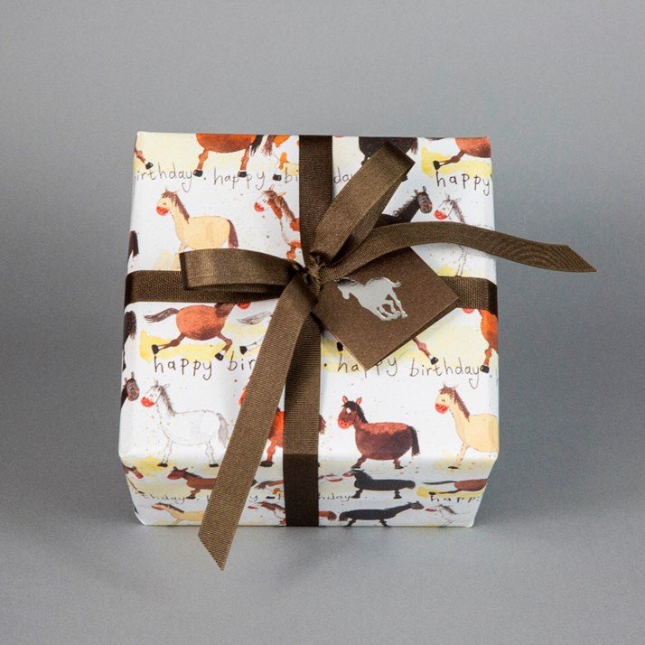 Horses Happy Birthday Design Wrapping Paper by Alex Clark - Gallop Guru