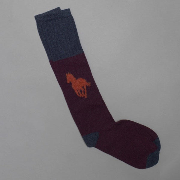 Men's Long Aniseed Lambswool Horse Socks - Gallop Guru