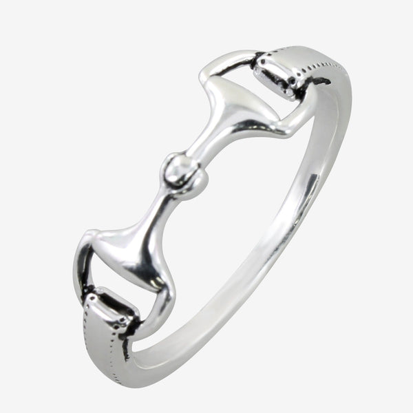 Snaffle Ring with Stitch Detail in Sterling Silver - Gallop Guru