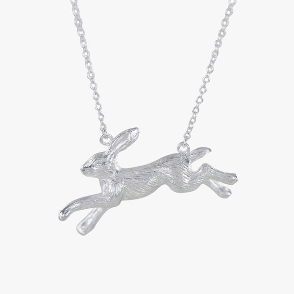 Sterling Silver Running Hare Statement Necklace - Gallop Guru