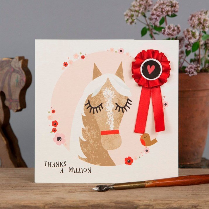 'Thanks A Million' Horse Design Greeting Card - Gallop Guru