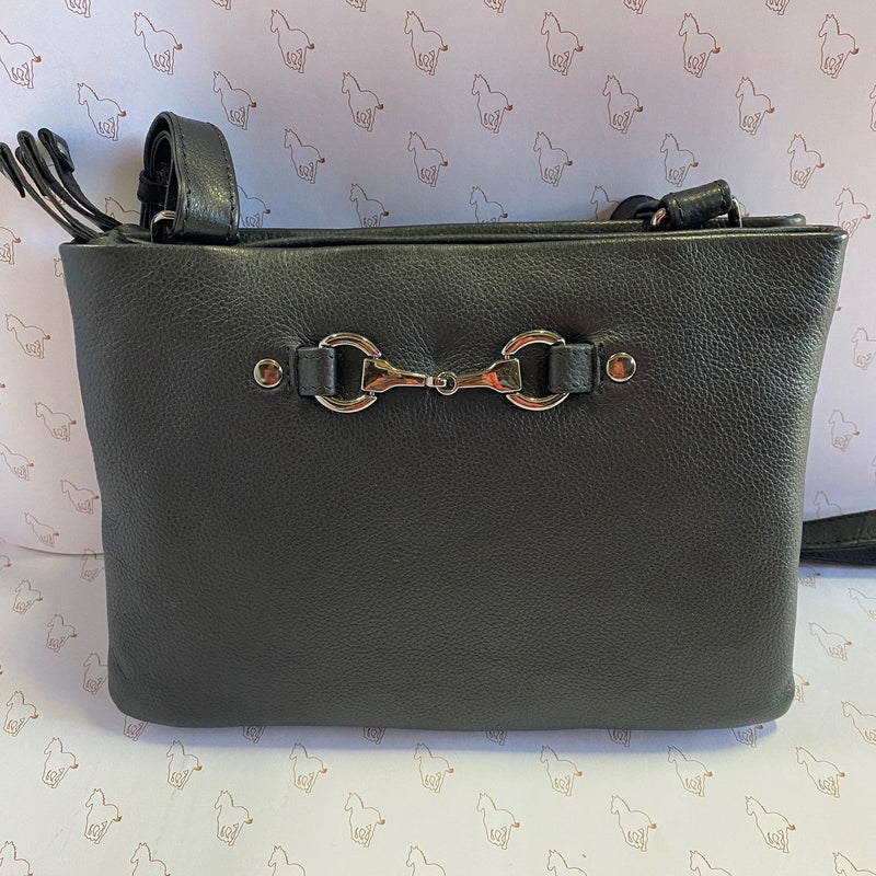 Genuine Leather Snaffle Detail Handbag with Cross Body Strap - Gallop Guru