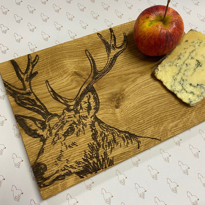 "Stag Head" Oak Chopping Board - Gallop Guru