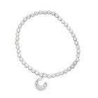 Sterling Silver Beaded Bracelet with Pave Horseshoe Charm - Gallop Guru