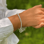 Sterling Silver Beaded Bracelet with Pave Horseshoe Charm - Gallop Guru