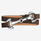 Favorit Mocha Leather and Steel Snaffle Wrap Equestrian Bracelet by Dimacci
