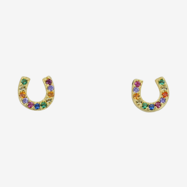 Sterling Silver and 18ct Gold Horseshoes Stud Earrings