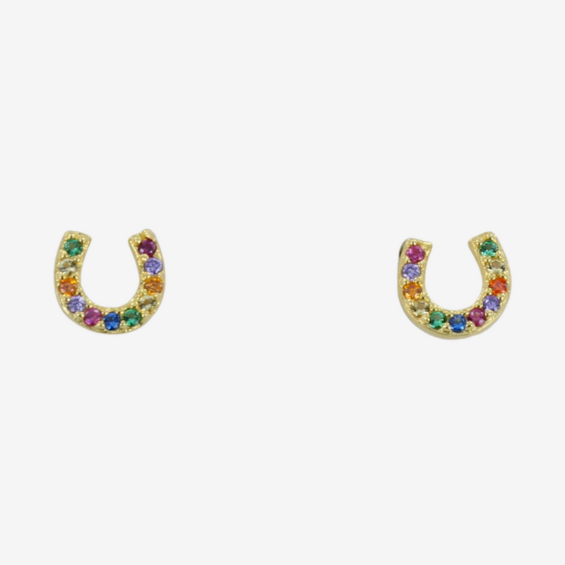 Sterling Silver and 18ct Gold Horseshoes Stud Earrings