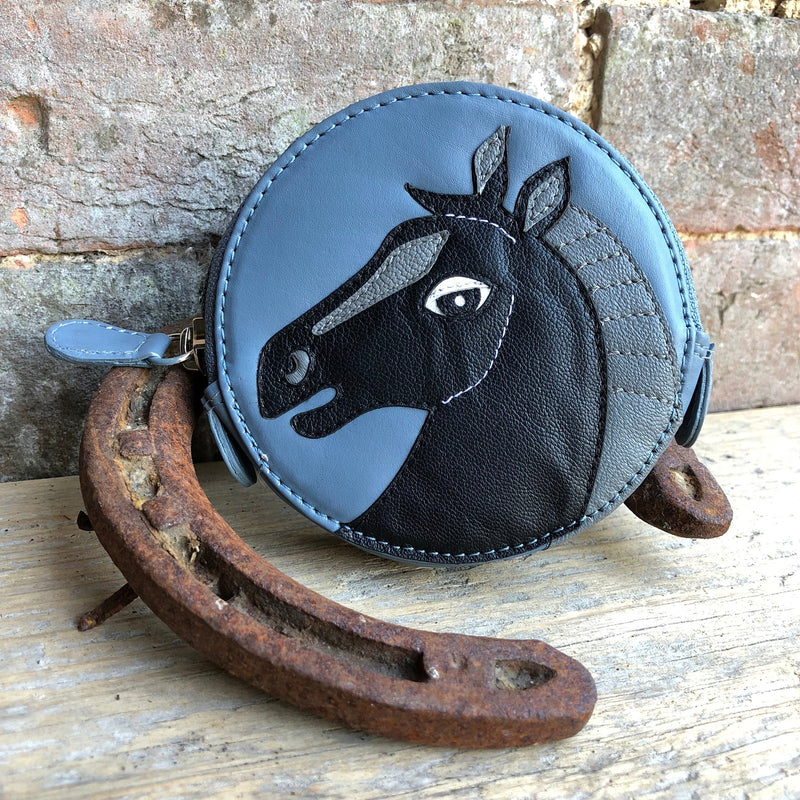 Black Horse Round Coin Purse - Gallop Guru