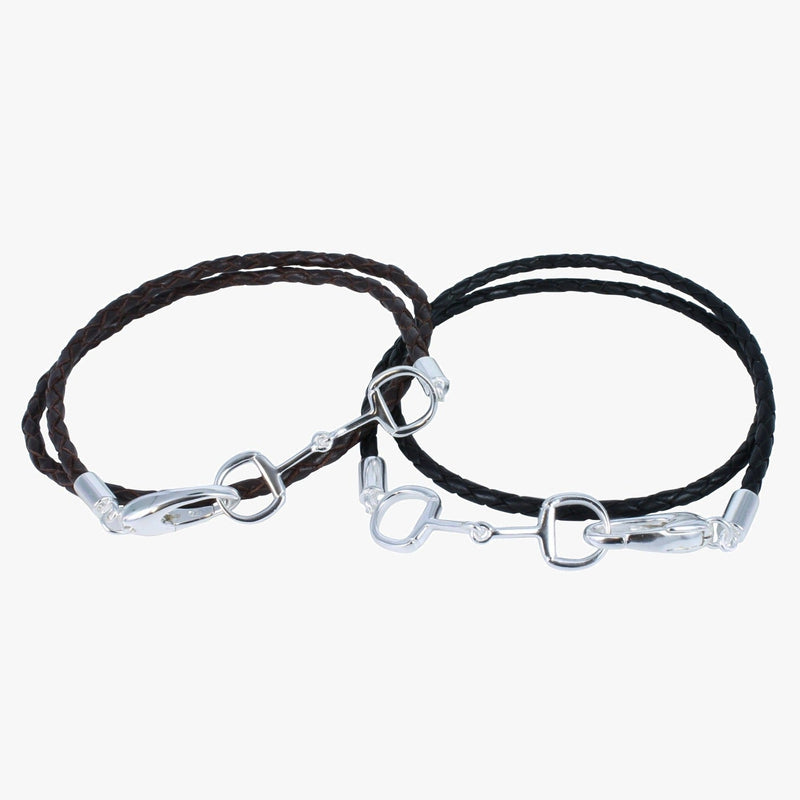 Black Leather & Sterling Silver Snaffle Bracelet - Gallop Guru