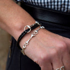 Black Leather Silver Snaffle Bracelet by Hiho Silver
