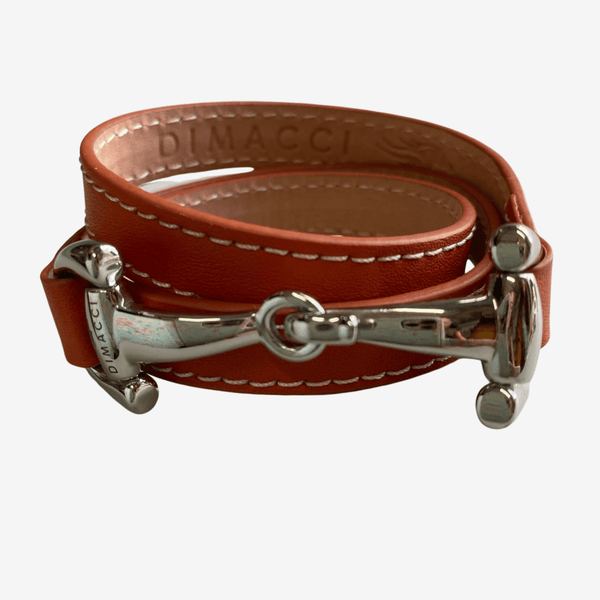 Burghley Orange Genuine Leather and Stainless Steel Bracelet by Dimacci - Gallop Guru