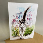Cat In Lavender Watercolour Card - Gallop Guru