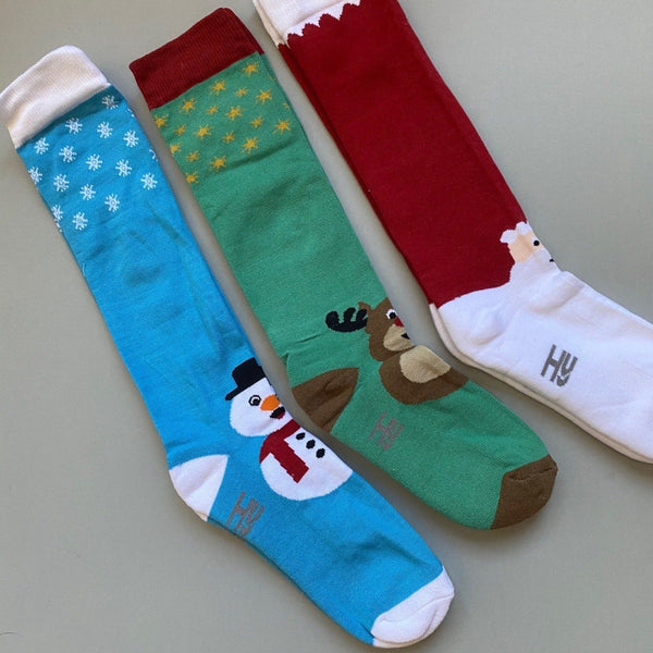 Christmas Design Long Riding Socks - 3 pack  - Gallop Guru