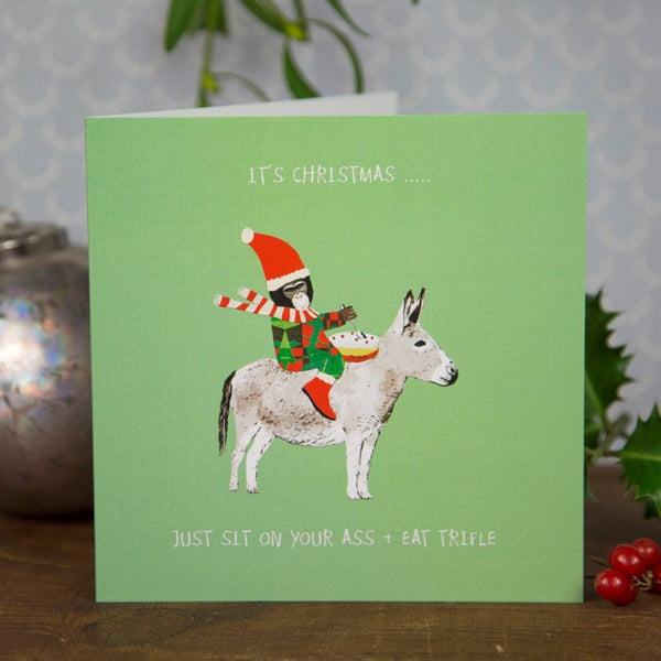 Christmas Donkey & Chimp Card - Gallop Guru