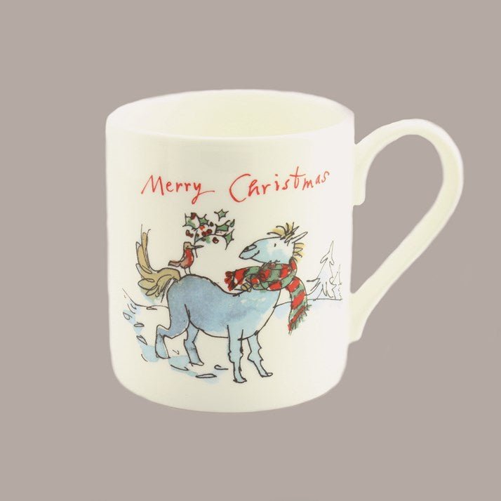 Christmas Horse & Robin Fine Bone China Mug - Gallop Guru
