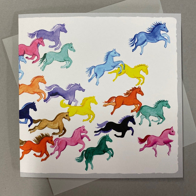 Coloured Herd of Horses Greeting Card - Gallop Guru