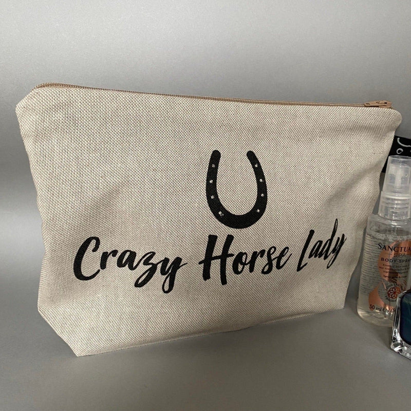 "Crazy Horse Lady" Linen Makeup Bag - Gallop Guru