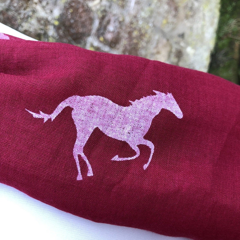 Deep Pink Horse Design Printed Scarf - Gallop Guru