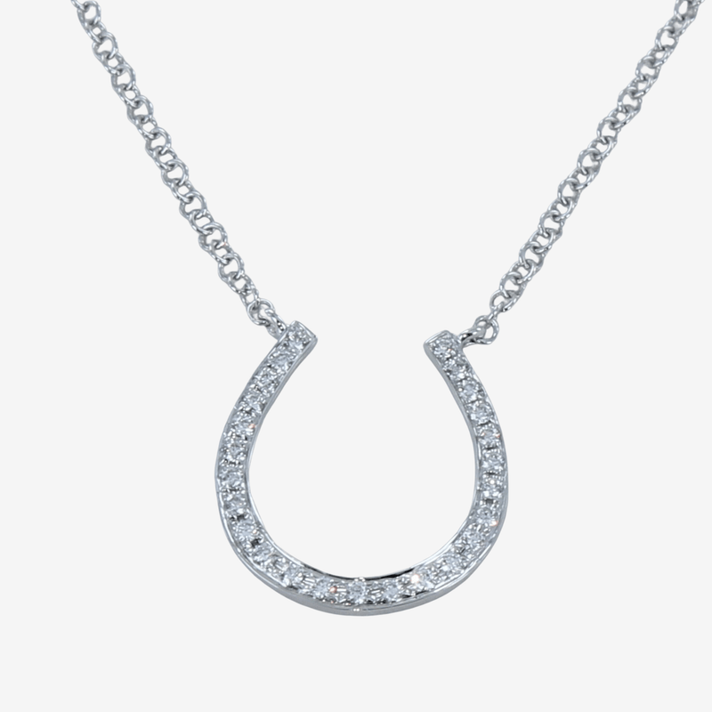Diamond Horseshoe White Gold Necklace - Gallop Guru