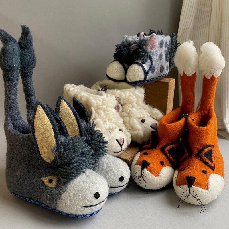 Donkey Kids Felt Slippers – Gallop Guru - Main Image