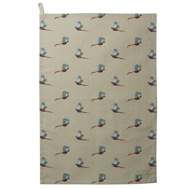 Flying Pheasant Cotton Tea Towel by Sophie Allport - Gallop Guru