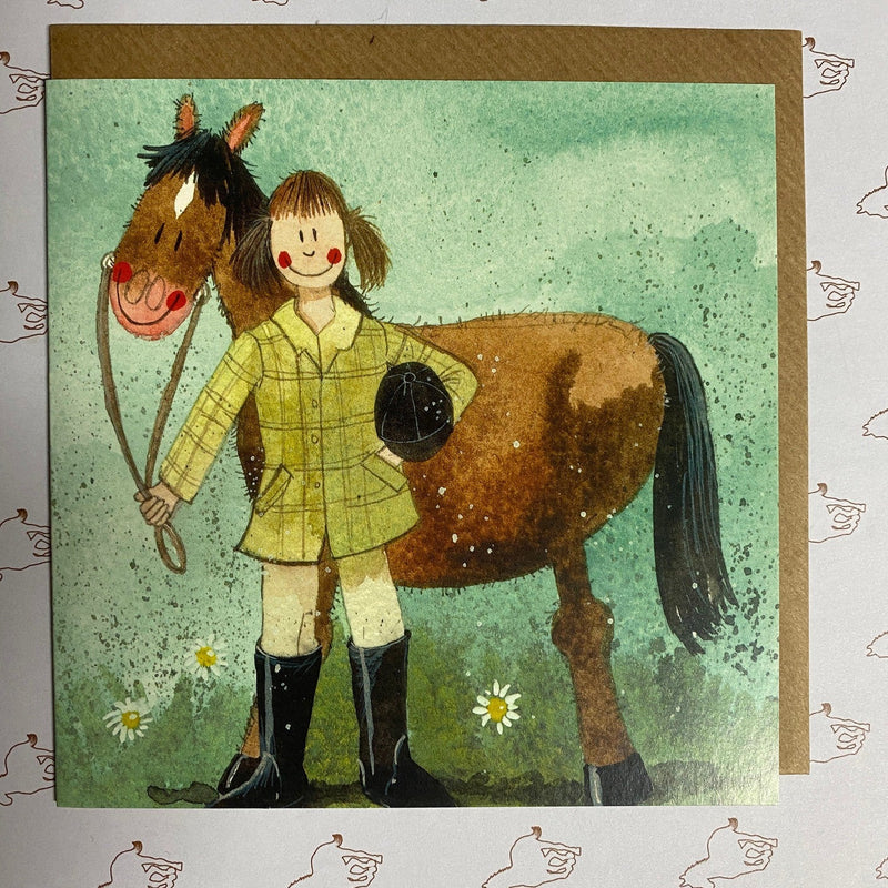 'Girl & Pony' Horsey Card by Alex Clark - Gallop Guru