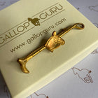 Gold Coloured Horsehead and Whip Brooch - Gallop Guru