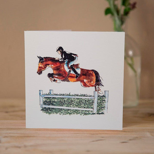 'Grand Prix Showjumper' Horse Greeting Card - Gallop Guru