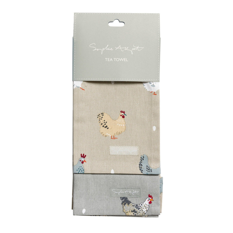 Grey and Stone Set of Two Chicken Tea Towels by Sophie Allport - Gallop Guru