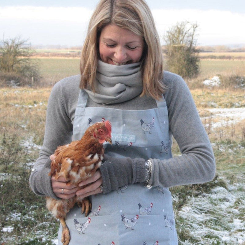 Grey Chicken Cotton Apron by Sophie Allport - Gallop Guru