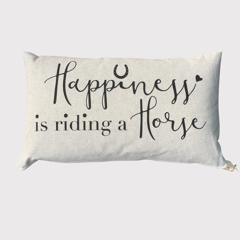"Happiness is...Riding a Horse" Linen Cushion - Gallop Guru