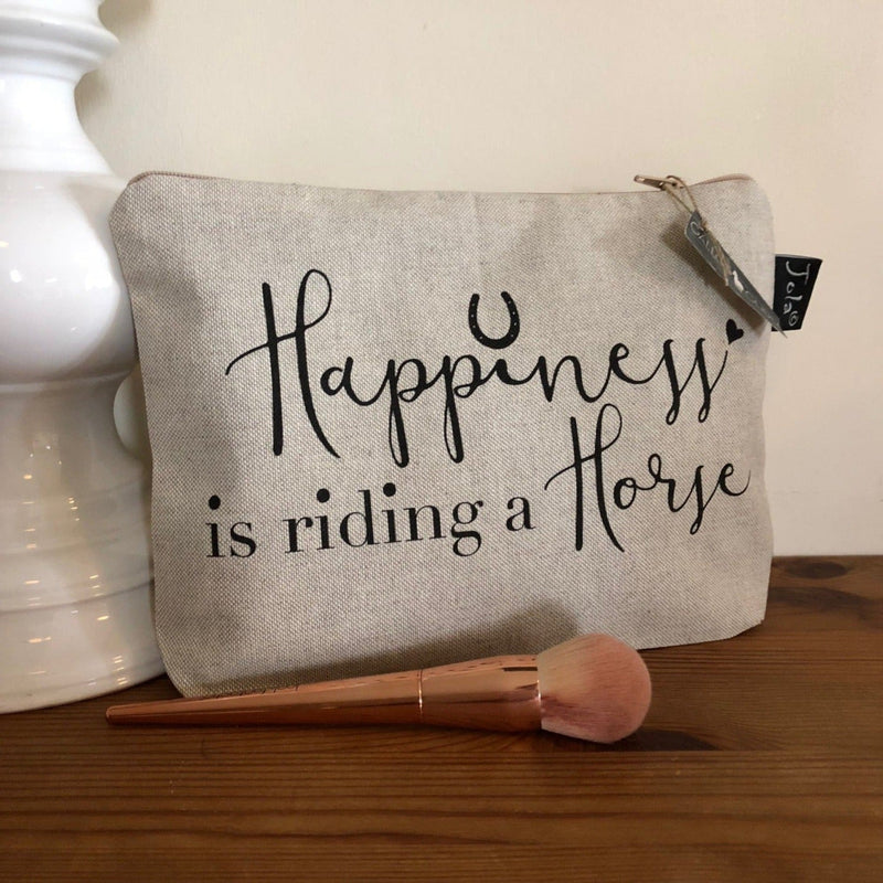 "Happiness is...Riding a Horse" Linen Makeup Bag - Gallop Guru