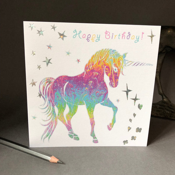'Happy Birthday' Unicorn Greeting Card - Gallop Guru