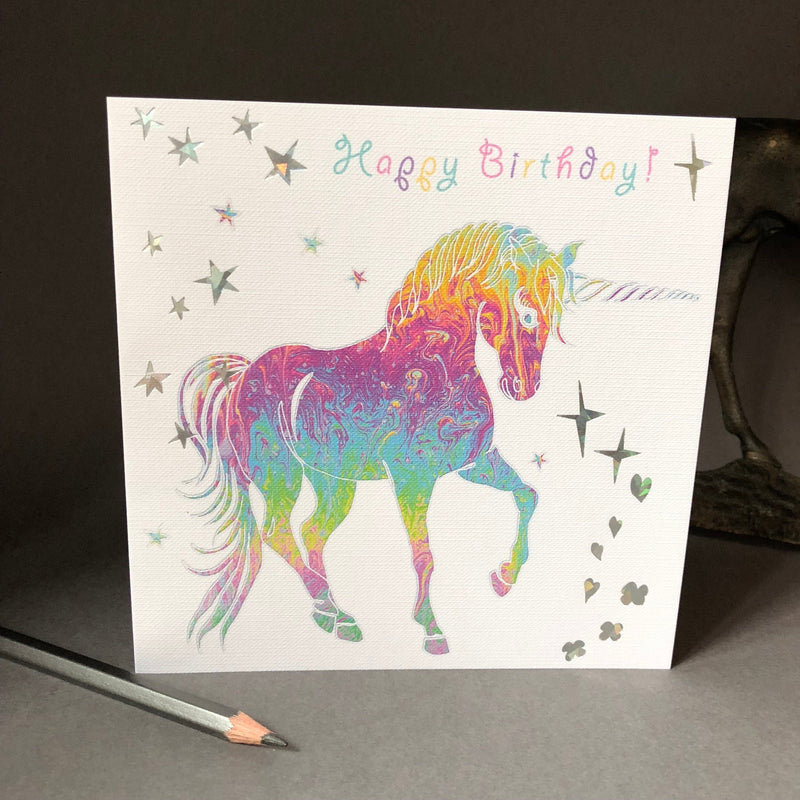 'Happy Birthday' Unicorn Greeting Card - Gallop Guru