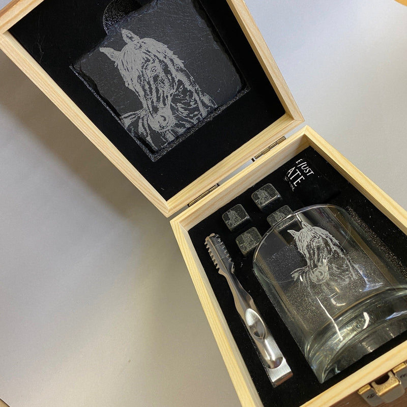Horse Etched Glass and Drinks Set - Gallop Guru