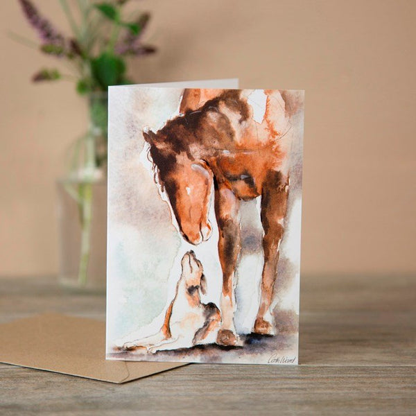 Horse & Hound Watercolour Greeting Card - Gallop Guru