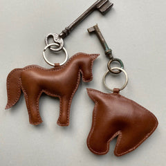 AuPra Racing Horse Keychain - Genuine Leather Key Ring For Men & Women - Small Gift Present With Gift Bag (Brown) - View #8