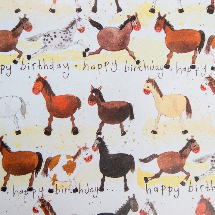 Horses Happy Birthday Design Wrapping Paper by Alex Clark - Gallop Guru