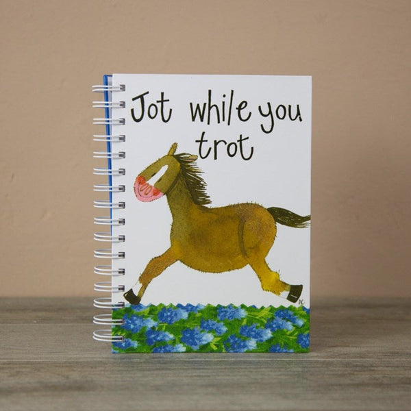 'Jot While You Trot' Horsey Designed Lined Notebook by Alex Clark - Gallop Guru