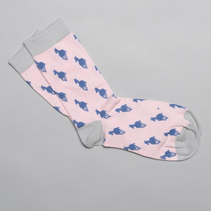 Ladies' Pink & Blue Cotton Horse Socks - Gallop Guru