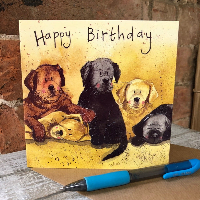 Litter of Labradors Designed Greeting Card by Alex Clark - Gallop Guru