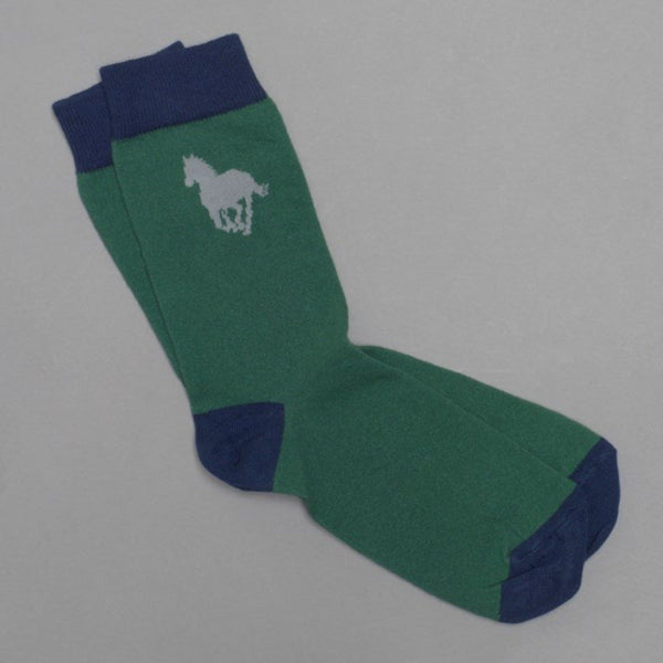 Men's Emerald Green Cotton Horse Socks - Gallop Guru