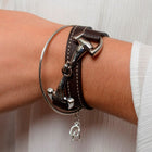 Mocha Leather and Steel Snaffle Equestrian Wrap Bracelet by Dimacci - Gallop Guru