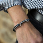 Navy Leather Silver Snaffle Bit Bracelet by Hiho Silver