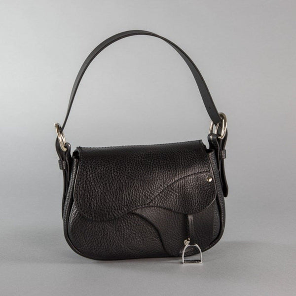 'Palomo' Genuine Leather Saddle Design Handbag - Black - Gallop Guru